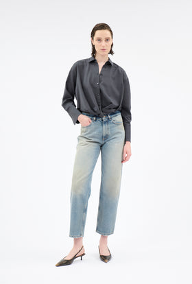 Light Oxford Wool Bluse, Granite from ODEEH 