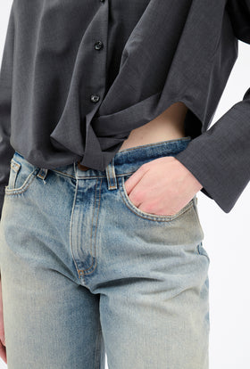 Light Oxford Wool Bluse, Granite from ODEEH 