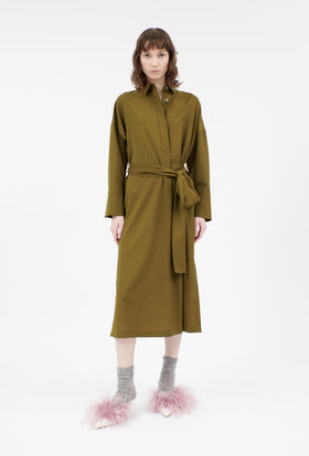 Light Weight Wool Kleid, Dark Olive from ODEEH 
