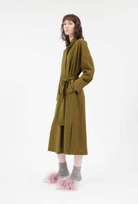 Light Weight Wool Kleid, Dark Olive from ODEEH 