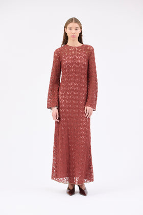 Guipure Lace Kleid, Marble Red from ODEEH 