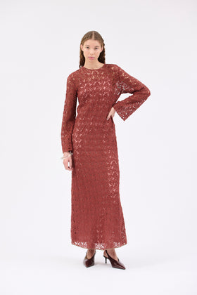 Guipure Lace Kleid, Marble Red from ODEEH 