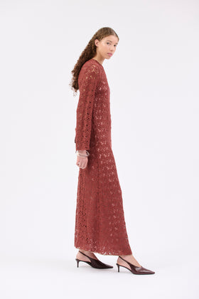 Guipure Lace Kleid, Marble Red from ODEEH 