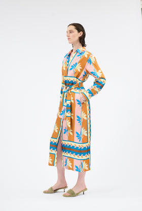 Palm Fans Kleid, Caribbean Blue from ODEEH 