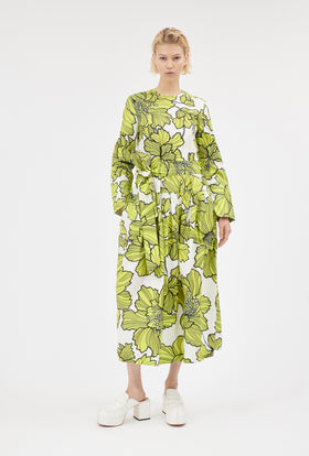 Hibiscus Cotten Kleid, Greenery from ODEEH 