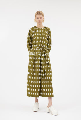 Graphical Dots Kleid, Goldolive from ODEEH 