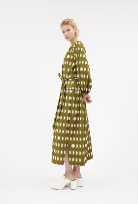Graphical Dots Kleid, Goldolive from ODEEH 