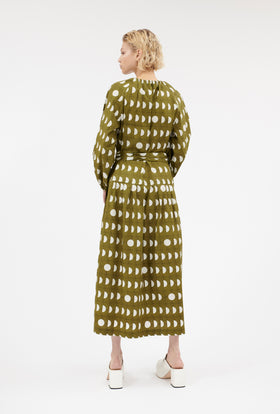 Graphical Dots Kleid, Goldolive from ODEEH 