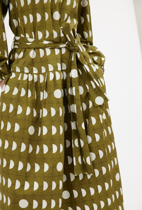 Graphical Dots Kleid, Goldolive from ODEEH 