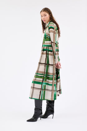 PAINTED MADRAS Twill Kleid, Teal from ODEEH 