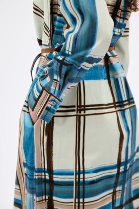 PAINTED MADRAS Kleid, Cobalt from ODEEH 
