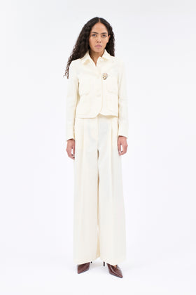 Structured Cotton / Linen Hose, Off White from ODEEH 