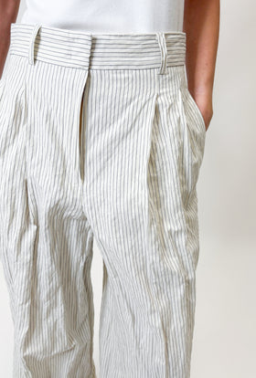 Pin Stripe Gabardine Hose, Ivory from ODEEH 
