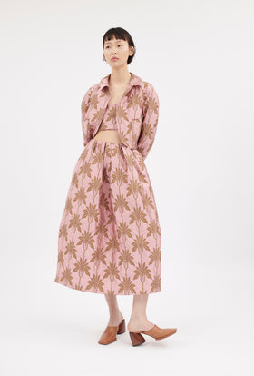 Matelassè Palms Skirt, Rosequartz from ODEEH 