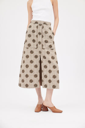 Chinè Dots Skirt, Brown Olive from ODEEH 