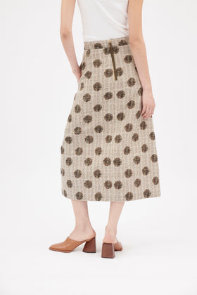 Chinè Dots Skirt, Brown Olive from ODEEH 