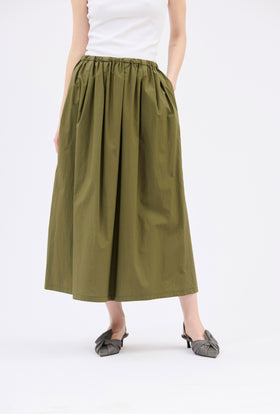 Poplin Skirt, Dark Olive from ODEEH 