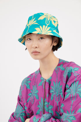 Matelassè Palms Hat, Bright Emerald from ODEEH 