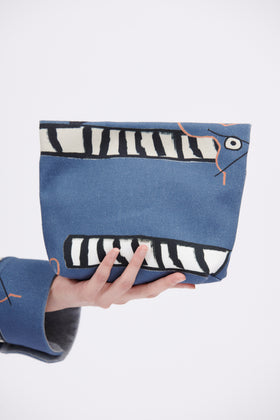 Small Cats & Tigers Gabardine Bag, Steel Blue from ODEEH 
