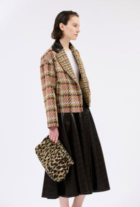 Jacquard Leo Clutch, Brown Olive from ODEEH 