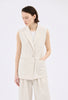 PIN STRIPE GABARDINE Weste, Ivory from ODEEH 