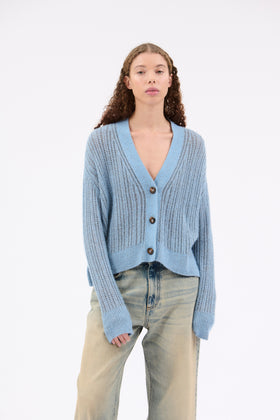 Cashmere Cotton Vanise Cardigan, Seablue from ODEEH 