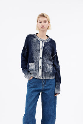 Inside-out Garment Print Cardigan, Marine from ODEEH 
