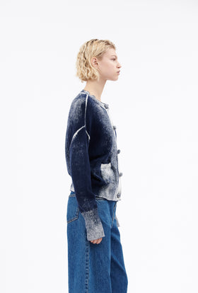 Inside-out Garment Print Cardigan, Marine from ODEEH 