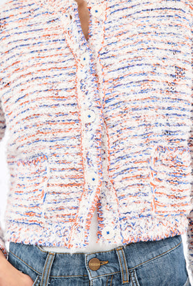 Fringy Tape Yarn Cardigan, Dawn from ODEEH 