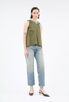 Poplin Top, Dark Olive from ODEEH 