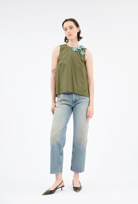 Poplin Top, Dark Olive from ODEEH 