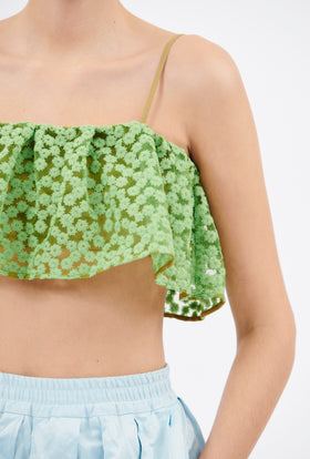 Embroidered Daisies Top, Green Apple from ODEEH 