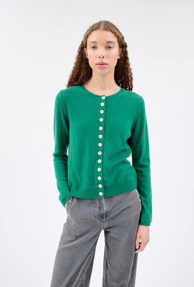 LIGHT CASHMERE Cardigan, Russian Green from ODEEH 