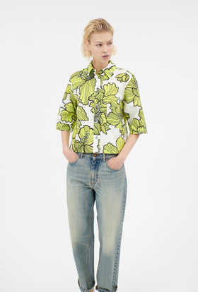 Hibiscus Cotton Bluse, Greenery from ODEEH 