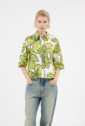 Hibiscus Cotton Bluse, Greenery from ODEEH 