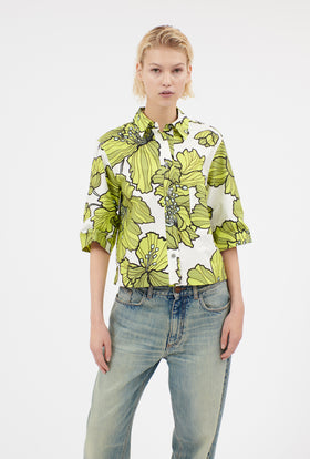 Hibiscus Cotton Bluse, Greenery from ODEEH 